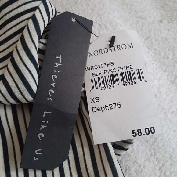 Thieves Like Us Nordstrom Women's XS Black Cream Pinstripe Halter Top - Picture 6 of 12